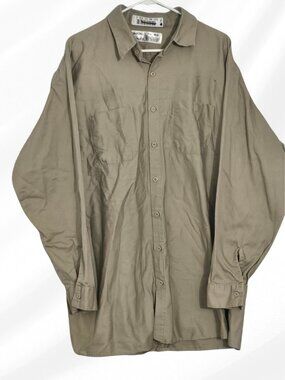 2/$20 UniFirst Tan Button Front Long Sleeve Work Shirt XXL Flawed Uniform